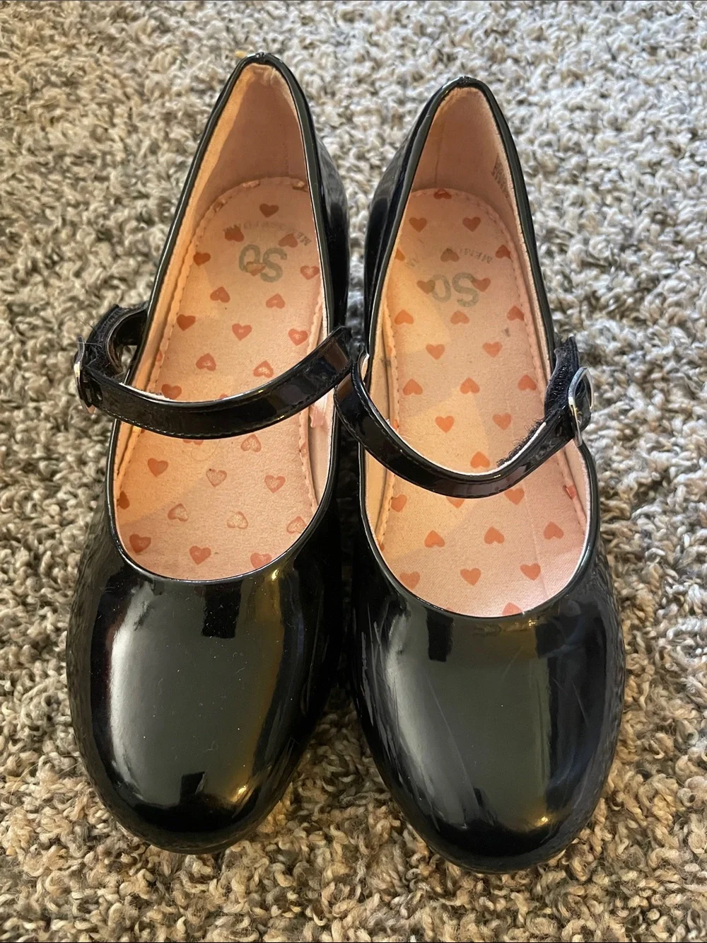 SO Smooth Black Memory Foam Dress Shoes with Glitter Block Heel